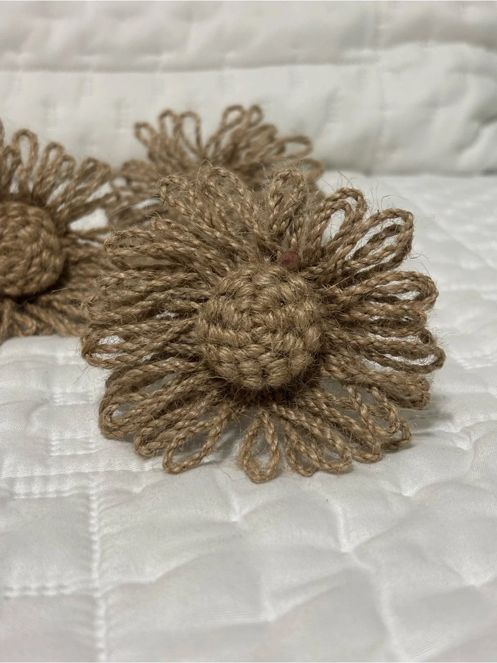Boho Jute Burlap Flower Napkin Holders Set Of 6 Farmhouse Country Spring